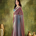 Maroon Grey Organza Silk Saree Designer Party Wear Saree
