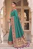 Teal Green Paithani Silk Saree Zari Floral Woven Border Traditional Peacock Pallu