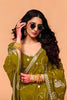 Olive Green Designer Saree Embroidered Border Saree