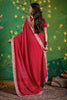 Red Bandhani Saree and Designer Blouse Festive Wear