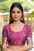 Teal Blue Silk Saree Pink Border Multicolor Peacock Zari Weaving Work