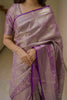 Lavender Banarasi Silk Saree with Silver Zari Floral Weaving Saree