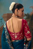 Teal Blue Embroidered Silk Saree with Contrast Blouse