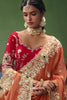 Peach Organza Silk Saree Heavy Golden Zari Embroidery Border Designer Blouse