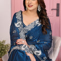 Designer Navy Blue Georgette Saree Party Wear