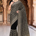 Luxury Black Georgette Designer Saree Heavy Embroidery for Wedding
