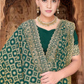 Gracefull Teal Green Georgette Designer Saree Heavy Embroidery for Wedding