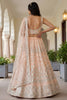 Wonderful Peach Embroidered Net Lehenga Choli with Dupatta for Wedding