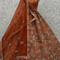Fancy Orange Silk Heavy Embroidered Bridal Lehenga Choli with Net Dupatta for Wedding