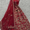 Royal Red Silk Heavy Embroidered Bridal Lehenga Choli with Net Dupatta for Wedding