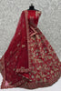 Royal Red Silk Heavy Embroidered Bridal Lehenga Choli with Net Dupatta for Wedding