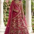 Stylish Rani Pink Silk Heavy Embroidered Bridal Lehenga Choli with Net Dupatta for Wedding