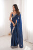 Navy Blue Organza Saree with Designer Embroidered Border