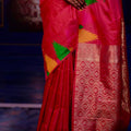 Rani Pink Soft Silk Saree with Multicolor Temple Border Rich Zari Pallu