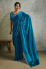  Teal Blue Chiffon Saree with Designer Embroidered Blouse 