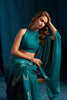 Teal Green Satin Silk Saree with Metallic Zari Designer Party Wear