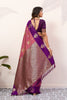 Purple Rani Pink Kanjivaram Silk Saree with Rich Gold Zari Border