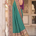 Teal Green Paithani Silk Saree Zari Floral Woven Border Traditional Peacock Pallu