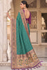 Teal Green Paithani Silk Saree Zari Floral Woven Border Traditional Peacock Pallu