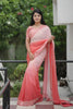 Peach Pink Georgette Saree Embroidered Border Designer Blouse