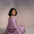 Pastel Lavender Silk Saree with Embroidered Border Designer Blouse