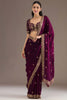 Wine Purple Silk Saree Heavy Zari Embroidery Border Designer Blouse