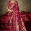 Rani Pink Banarasi Silk Saree Heavy Gold Zari Weaving Embroidered Blouse 