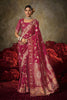 Rani Pink Banarasi Silk Saree Heavy Gold Zari Weaving Embroidered Blouse 