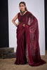 Teal Green Organza Saree Black Floral Embroidery Designer Saree