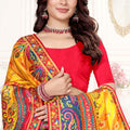 Yellow Multicolor Paisley Printed Saree with Designer Border