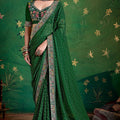 Green Bandhani Saree with Designer Blouse Festive Wear