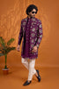 Elegant Purple Floral Printed Indo Western Sherwani for Men With Designer Jacket