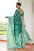 Teal Green Cotton Silk Saree with Traditional Woven Border