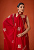 Red Embroidered Georgette Saree Floral Motifs Designer Border