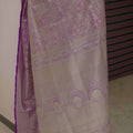 Lavender Banarasi Silk Saree with Silver Zari Floral Weaving Saree