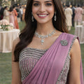 Pink Designer Saree with Embellished Blouse Stone Work Border