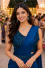 Navy Blue Georgette Saree with Sequins Embroidered Designer Blouse