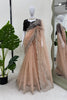 Peach Embroidered Net Designer Saree with Sequins Work Blouse