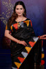 Elegant Black Printed Soft Silk Saree with Rich Zari Border