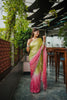 Lime Green Pink Ombre Sequins Saree with Designer Blouse Party Wear