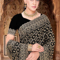 Black Georgette Saree Heavy Gold Embroidery Designer Blouse
