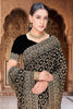Black Georgette Saree Heavy Gold Embroidery Designer Blouse