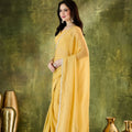 Yellow Georgette Ready To Wear Saree with Designer Lace Border