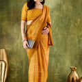 Mustard Yellow Woven Designer Saree with Matching Blouse