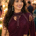 Wine Purple Designer Saree with Embellished Blouse