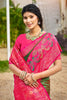 Green and Rani Pink Banarasi Silk Saree with Rich Zari Woven Border