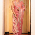 Pink Silk Saree with Heavy Designer Blouse Party Wear