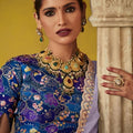 Lavender Georgette Saree Embroidered Lace Border Floral Blouse