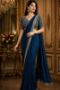 Navy Blue Designer Georgette Saree with Embroidered Blouse