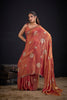 Copper Orange Tissue Silk Saree with Gold Zari Polka Butti Design